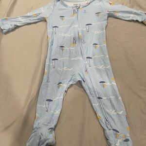 Charming Sky Blue Kids Footie with Nautical Print